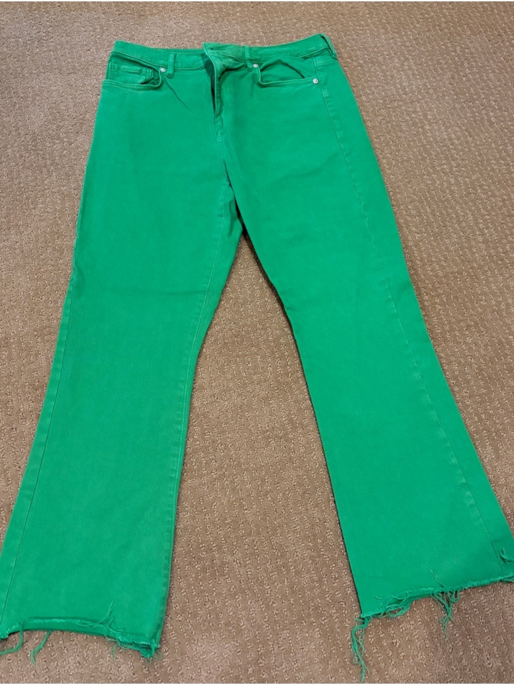 LOFT Bright Green Cropped Jeans